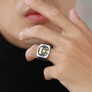 Masonic Knight Templar Cincin Pria, Gratis Cincin Mason Stainless Steel - Product Image 5