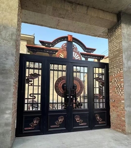 Puerta de Seguridad de Aleación de Aluminio <span class=keywords><strong>DUODA</strong></span>, Entrada Exterior para Patio, Villa, Parque, Apartamento, Diseño Frontal Retráctil con Función Antirrobo - Product Image 2