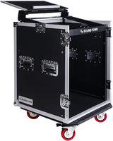 Sound Town Rack de Aluminio 14U para PA/DJ, Mesa de Trabajo con Superficie Inclinada para Mezcladora 11U, Profundidad de 20 Rack, con Ruedas, Soporte OEM Personalizable