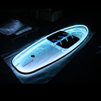 Planche à pagaie SUP transparente et tour de kayak transparent avec lumière LED équipement de surf sur l'eau en gros matériel de coque en PC