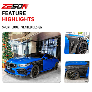 Ailes avant ventilées style CMST en fibre de carbone véritable pour BMW M8 F91 F92 F93 Coupé Cabriolet Gran Coupé Brillant 2 pièces 2019+ - Product Image 6