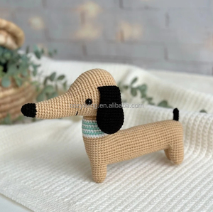 Perros Dachshund superbonitos <span class=keywords><strong>y</strong></span> adorables con orejas encantadoras, animales de ganchillo a mano, juguetes para niños, tamaño de 21cm - Product Image 5