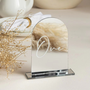 2026 Acrylic <b>Table</b> Number Sign White Rectangle 6.0in Elegant Wedding Place <b>Card</b> Stand Minimalist Design - Product Image 3