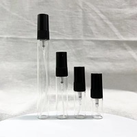 Grosir mewah bulat 2ml 3ml 5ml 10ml Mini kosong bening botol semprot parfum kaca dengan tutup hitam
