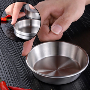 <span class=keywords><strong>Plat</strong></span> à tremper en acier inoxydable avec logo personnalisé assiette à bol pour sauce piquante - Product Image 3