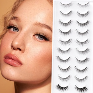 Vente en gros de faux <span class=keywords><strong>cils</strong></span> synthétiques vegan naturels humains 3d <span class=keywords><strong>soie</strong></span> pleine bande - Product Image 1