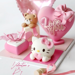 ท็อปเปอร์เค้กอะคริลิค รูปน้ำผึ้งและความหวาน ประดับกลิตเตอร์สีโรสโกลด์ ขนาด 8 ซม. ของตกแต่งวันวาเลนไทน์ - Product Image 2