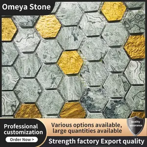 Mosaico de resina de mármore personalizado de fábrica, mosaicos hexagonais de alta qualidade para decoração de banheiros