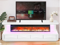 Meuble TV contemporain fonctionnel pour le salon avec haut-parleur Bluetooth Foyer de rangement à miroir facile à nettoyer