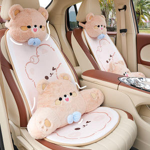 Plush Car Seat Cushion Set Cute Bear Design Extra Soft Winter Warmth For Car Interior Decorative <b>Pillow</b> 3-4 Pieces - Product Image 1