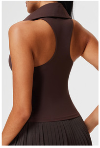 Sport Active Running V Neck Tank <strong>Tops</strong> <strong>Ladies</strong> Summer Built-in Bra Shockproof Racerback Yoga Gym Golf Workout Tennis Wear Outfits - Product Image 6