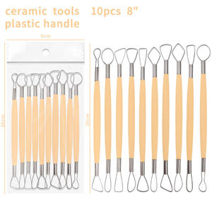 Keep Smiling Produits Artisanaux – Lot de 10 Outils de Poterie en Céramique de 8 Pouces avec Manche en Plastique pour le Modelage et la Finissage de l'Argile - Product Image 3