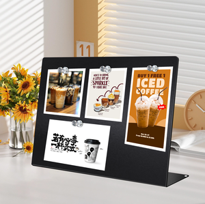 Mini <span class=keywords><strong>tableau</strong></span> noir de bureau avec support, grande surface magnétique en métal et chevalet pour messages et notes - Product Image 4