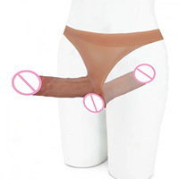 Pantalones de cuero con cinturón estilo tanga, dildo para diversión lésbica, ropa interior femenina con hueco para pene, 610g