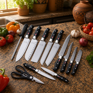 Ensemble de couteaux de <span class=keywords><strong>cuisine</strong></span> 13 pièces en acier inoxydable, <span class=keywords><strong>couteau</strong></span> de chef, aiguiseur, ciseaux, manche ergonomique noir, boîte cadeau de luxe pour la maison - Product Image 2