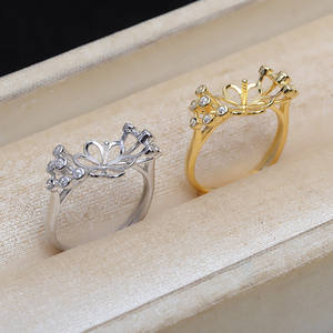 Bague ajustable en argent S925 avec perle de 15-16 mm, support de bague ouvert JG5219 avec accessoires vides - Product Image 2