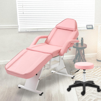Chaise de massage de beauté luxueuse avec cadre en acier inoxydable noir et blanc, pieds réglables, pliable, lit de tatouage, lit de barbier, thérapie faciale, hôtel