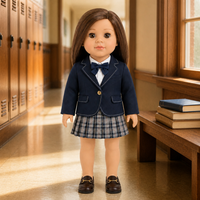 Vêtements pour poupées de 18 pouces faits sur mesure, ensemble blazer et jupe plissée style preppy avec mocassins, tenue scolaire, jouet en peluche miniature pour poupées de 18 pouces