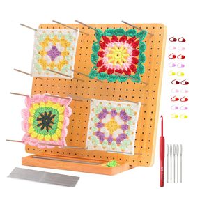 <span class=keywords><strong>Planche</strong></span> <span class=keywords><strong>de</strong></span> <span class=keywords><strong>blocage</strong></span> carrée avec logo personnalisable avec 20 épingles à tricoter et <span class=keywords><strong>crochet</strong></span> accessoire pour projets domestiques et cadeaux - Product Image 4