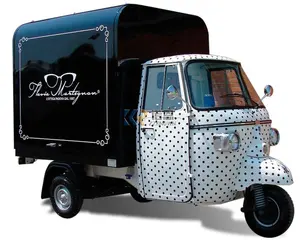 Penjualan Juice Cart makanan listrik roda tiga Gelato gerobak makanan Stainless Steel Ape USA Pizza bir truk Eropa disesuaikan