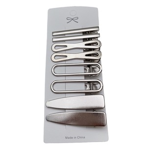 8 unids/set estilo dulce horquilla de Metal para mujer Clips de pico de pato laterales moda corazón geométrico plata flequillo Clip - Product Image 1