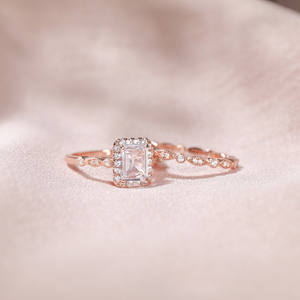 OAHLAN cincin pengantin perak murni 925 Ct, cincin pertunangan CZ potongan zamrud untuk wanita - Product Image 3