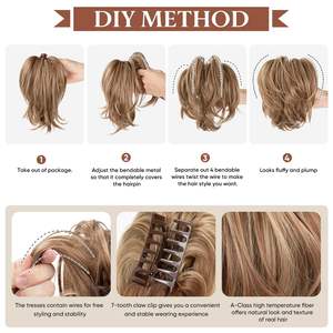 Pince à <span class=keywords><strong>cheveux</strong></span> pour queue de cheval courte, extensions de <span class=keywords><strong>cheveux</strong></span>, métal pliable, chignon désordonné, pièce de <span class=keywords><strong>cheveux</strong></span> pour femmes, <span class=keywords><strong>cheveux</strong></span> synthétiques raides, postiches - Product Image 3