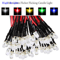 Lumière de diode led IR UV 3V, ronde, pré-câblé, brillant, scintillant, 13mm, câble 20cm, coloré RC