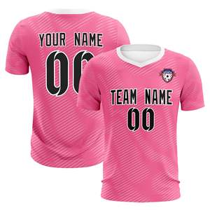 Uniforme de entrenamiento personalizado rosa y blanco para hombres, conjunto de camiseta de fútbol - Product Image 1