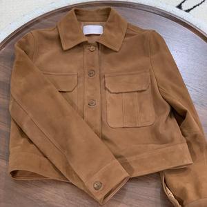 Manteau en cuir court pour femmes, design tendance, cuir véritable, daim de mouton, pour femmes - Product Image 2