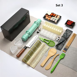 <span class=keywords><strong>Facile</strong></span> à utiliser DIY fait <span class=keywords><strong>maison</strong></span> 15pcs tout en un Sushi Roller Mats soucoupes et Bazooka inclus Sushi Making Kit - Product Image 3