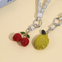 Nieuwe groothandel fruitthema sleutelhangers ananas kers aardbei hangers auto rugzak telefoon tas hangende bedels