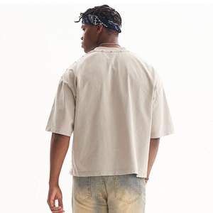 T-shirt da <span class=keywords><strong>uomo</strong></span> con taglio pesante e afflitto di alta qualità da <span class=keywords><strong>uomo</strong></span> con scritte sottili oversize da <span class=keywords><strong>uomo</strong></span> - Product Image 3