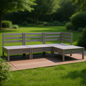 Ensemble de salon de jardin modulaire en pin massif gris, mobilier d'extérieur pour usage en jardin - Product Image 2