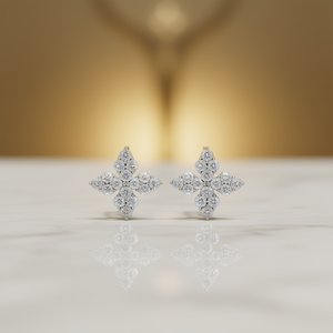 Orecchini di Diamanti Bianchi Champagne Taglio Brillante Rotondo Colore G Naturale in Oro Bianco Gioielli Classici da Sposa per Donne - Product Image 2