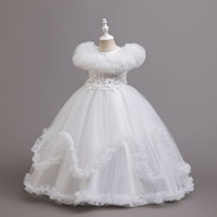 Robe de Princesse Européenne à Paillettes Scintillantes et Motifs Floraux, Long Ourlet, en Tulle Moelleux pour Filles de 5 à 14 Ans, Idéale pour les Fêtes