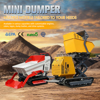 Mini-Raupentransporter mit Hydraulischer Selbstentladung, Benzinmotor-Transportwagen für Landwirtschaft, Garten und Landschaftsbau