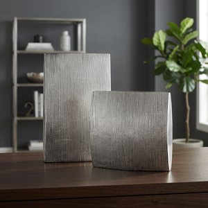 Large Ribbed Cast Aluminum <b>Vase</b> - Product Image 3