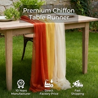 Chemin de table moderne en mousseline vert sauge 75x300cm, sans plis, avec nœuds de chaise fluides pour mariage, anniversaire, banquet, maison