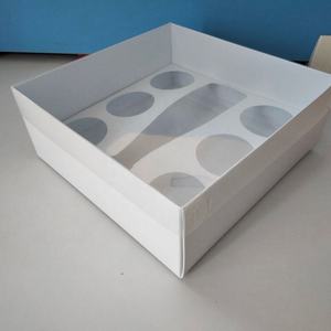 XJH 6 cavità pasticceria Dessert pasticceria imballaggio bottiglia di vino di carta finestre regalo coperchio trasparente Cupcake cibo ciambella Cupcake Bento scatole Bento - Product Image 4