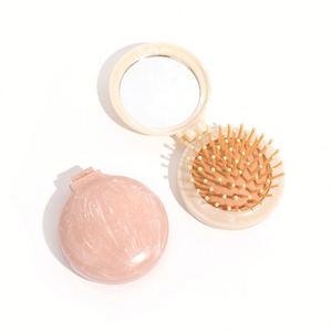 New Marble Folding <b>Mirror</b> Comb Portable Classic Style Massage Hair Comb with <b>Plastic</b> Handle - Product Image 5