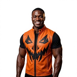 Nuevo chaleco de cuero naranja estilo biker para hombre, diseño personalizado, para Halloween. - Product Image 3