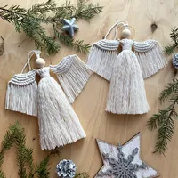 Ornements d'ange en macramé noué à la main, décoration murale de fée en macramé, arbre de noël suspendu, décor de noël 2022