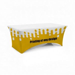 Arched Stretch Simple Polyester Durable Wrinkle-Free Customizable Solid Pattern Dye Sublimation Printed <b>Table</b> Cover 6FT - Product Image 3
