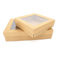 Boîtes d'emballage de gâteaux en papier Kraft, 8, 10, 12, 14 pouces, Logo personnalisé avec couvercle transparent, boîte à gâteaux de mariage, boîte à beignets, vente en gros