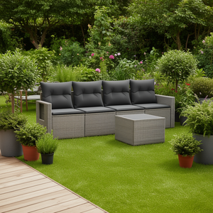 Conjunto de Sofá de Jardín de Ratán Gris de 4 Plazas, Muebles de Exterior Resistentes a la Intemperie, Diseño Contemporáneo - Product Image 2
