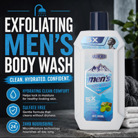 UUKKG RTS 300ml Shampooing et Gel Douche 2-en-1 Homme Anti-Pelliculaire Anti-Chute de Cheveux Contrôle du Sébum Exfoliant 5X Gel Douche Homme 5 Saveurs