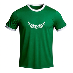 เสื้อยืดผู้ชายทรงปกติคุณภาพสูง 120gsm ขายส่ง พิมพ์ลายโลโก้ด้านหน้าด้วยความร้อน ผ้าโพลีเอสเตอร์ 100% สำหรับกิจกรรมกลางแจ้ง รับสั่งทำ - Product Image 1