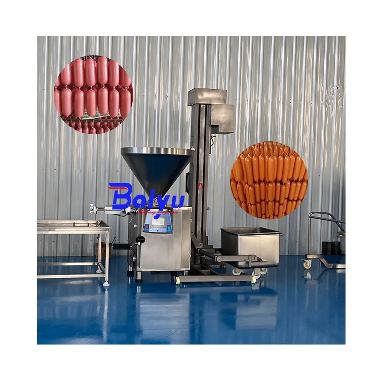 Baiyu Enchimento de carne elétrica de alta capacidade, bomba quantitativa usada para fabricar salsichas e salsichas, máquina de amarrar, enchimento e ligação