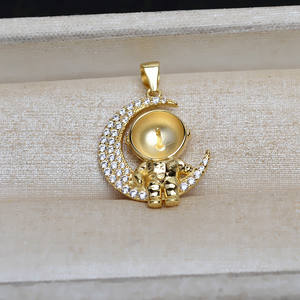 Accesorio de Plata S925 Hecho a Mano, Soporte Vacío para Perlas de 8-9 mm, Colgante de Astronauta, Serie Espacial, 4919 - Product Image 4